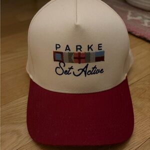 Parker Kids Two-Tone Baseball Cap in Cream & Maroon